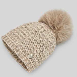Gorro C/Pompom de Pêlo "Esencial" Arena- Paz Rodriguez