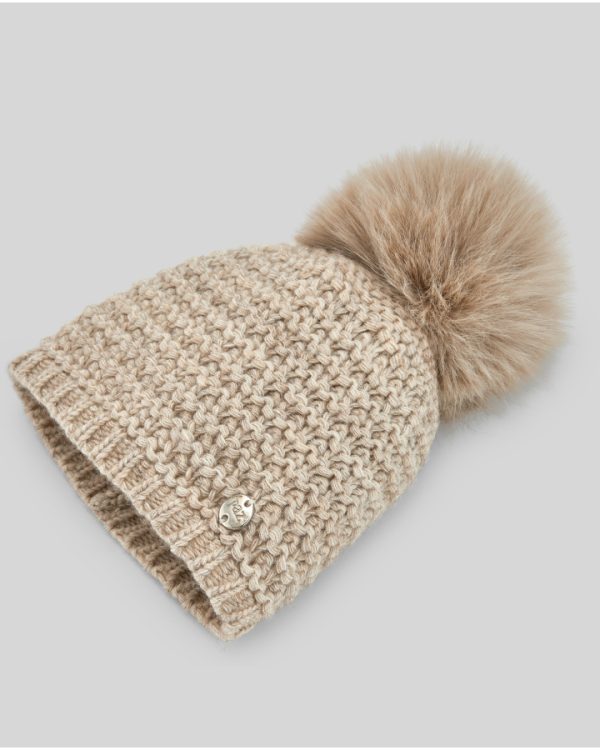 Gorro C/Pompom de Pêlo "Esencial" Arena- Paz Rodriguez